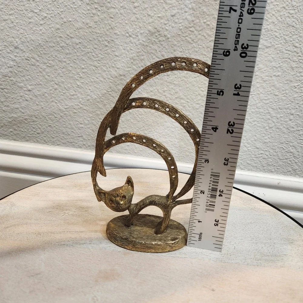 MCM 1950s BUCKLERS Gold Tone Brass Cast Metal Cat Siamese Earring Holder Display